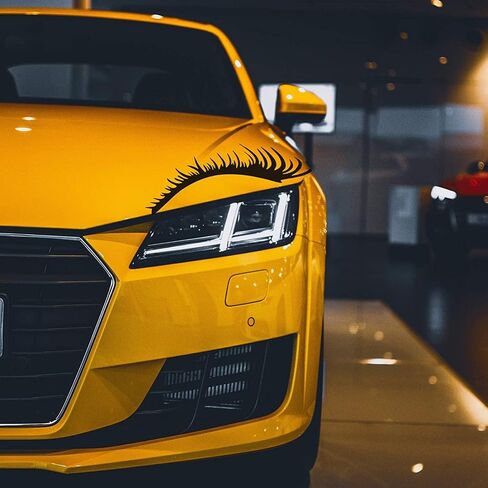 2PCS Black Car Headlight Eyelashes Stickers,Fashion Fake Eyelash Decal for Car Headlight,Universal Car Lamp Cover Sticker Self-Adhesive Stripe Decal Decoration for Car Truck Headlamp Headlight in Saudi Arabia