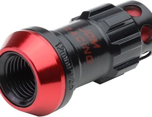 DNA MOTORING LN-ZTL-9016-125-RD 16Pcs M12 x 1.25 Closed End Wheel Lug Nuts + 4Pcs Lock Nuts + Key + Extension Adapter, 22mm OD/45mm Height, Red Accents/Black Body in Saudi Arabia