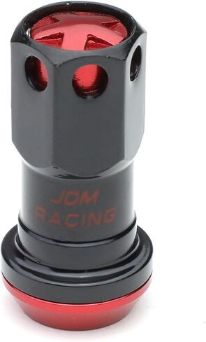 DNA MOTORING LN-ZTL-9016-125-RD 16Pcs M12 x 1.25 Closed End Wheel Lug Nuts + 4Pcs Lock Nuts + Key + Extension Adapter, 22mm OD/45mm Height, Red Accents/Black Body in Saudi Arabia