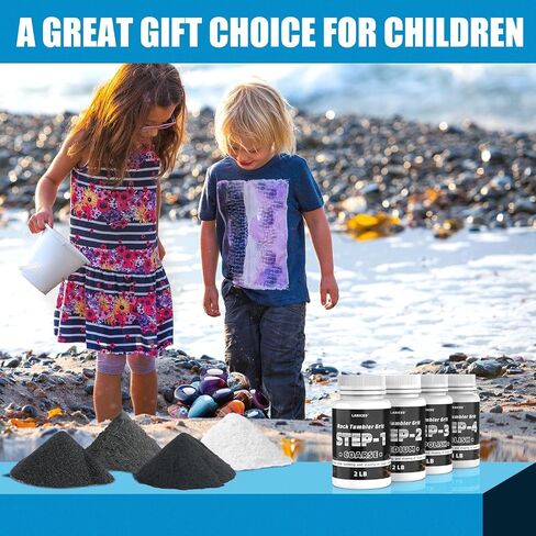 4-Step Rock Tumbler Grit and Polish Refill Kit, Premium Rock Tumbler Media, Effective Rock Tumbling Supplies for Producing Gorgeous Polished Stones, Suitable for All Rock Polishers and Tumblers in Saudi Arabia