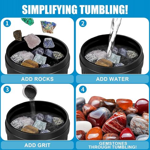 4-Step Rock Tumbler Grit and Polish Refill Kit, Premium Rock Tumbler Media, Effective Rock Tumbling Supplies for Producing Gorgeous Polished Stones, Suitable for All Rock Polishers and Tumblers in Saudi Arabia
