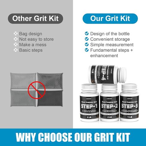 4-Step Rock Tumbler Grit and Polish Refill Kit, Premium Rock Tumbler Media, Effective Rock Tumbling Supplies for Producing Gorgeous Polished Stones, Suitable for All Rock Polishers and Tumblers in Saudi Arabia
