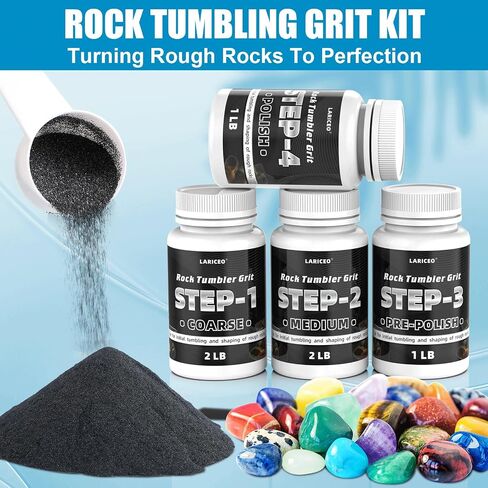 4-Step Rock Tumbler Grit and Polish Refill Kit, Premium Rock Tumbler Media, Effective Rock Tumbling Supplies for Producing Gorgeous Polished Stones, Suitable for All Rock Polishers and Tumblers in Saudi Arabia