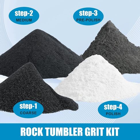 4-Step Rock Tumbler Grit and Polish Refill Kit, Premium Rock Tumbler Media, Effective Rock Tumbling Supplies for Producing Gorgeous Polished Stones, Suitable for All Rock Polishers and Tumblers in Saudi Arabia