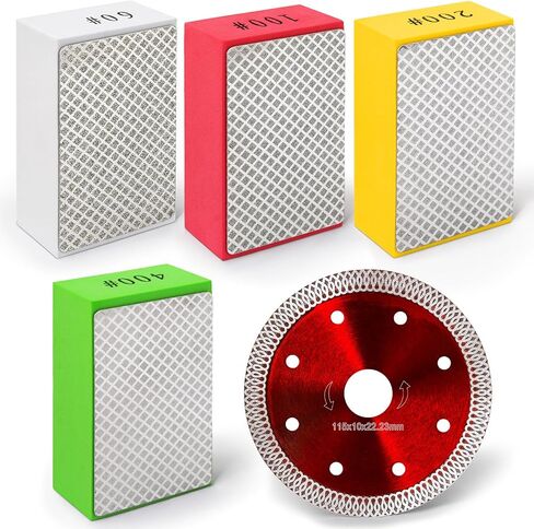5pcs Diamond Hand Polishing Pads, LATTOOK Diamond Sanding Pads 60/100/200/400/1000 Grit Sanding Block Foam Backing for Tile Glass Stone Marble Granite Ceramics Metal Wet & Dry in Saudi Arabia