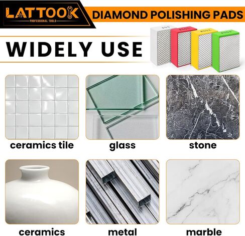 5pcs Diamond Hand Polishing Pads, LATTOOK Diamond Sanding Pads 60/100/200/400/1000 Grit Sanding Block Foam Backing for Tile Glass Stone Marble Granite Ceramics Metal Wet & Dry in Saudi Arabia