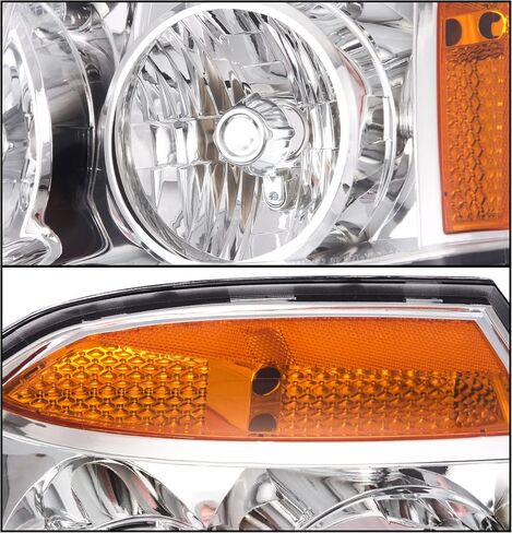 Chrome Amber Headlight Assembly Compatible with 2007 2008 2009 2010 2011 2012 2013 2014 GMC yukon Head Lights,Factory-OE-Style in Saudi Arabia