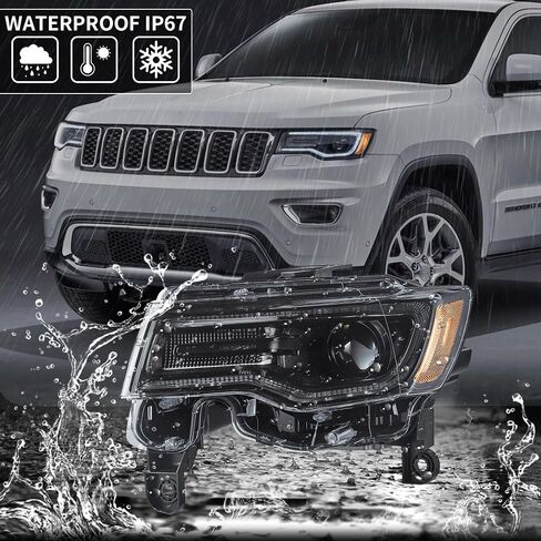 VLAND Headlights For Jeep Grand Cherokee WK2 2014-2021 4th Gen (Fourth Generation WK2) With Start Bule to White Dynamic Animation and Sequential Tun Signa Front Lamps Assembly, Amber Reflector in Saudi Arabia