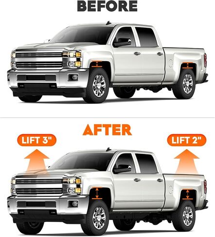 3" Front & 2" Rear Leveling Lift + Upper Control Arms Lift 2-4" for Chevy Silverado 1500 & GMC Sierra 1500 1999-2006 RWD, with Replace Ball Joints Adjustable Suspension Kit 2Pcs in Saudi Arabia