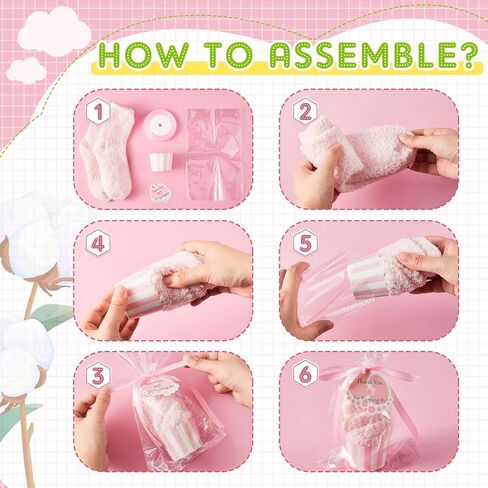 Coume 12 زوجًا من جوارب كب كيك لاستحمام الأطفال للنساء، جوائز استحمام الطفل للفائزين جوارب نسائية زغبية مع بصمة قدم، بطاقات شكر لحفل استقبال المولود الجديد وحفلات الزفاف وهدايا عيد الحب (وردي) in Kuwait