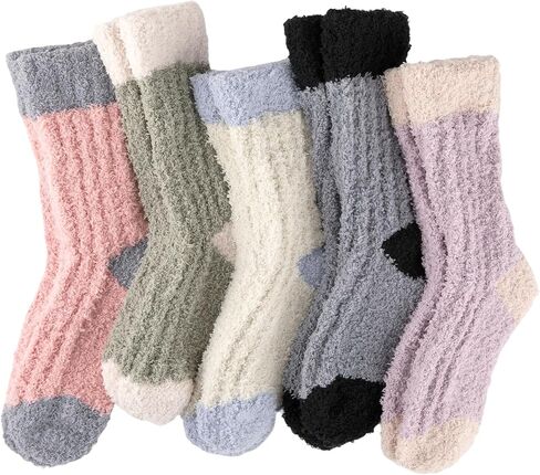 Fuzzy Socks for Women Cozy Fluffy Socks Soft Warm Comfy Winter Slipper Socks 5 Pairs in Kuwait
