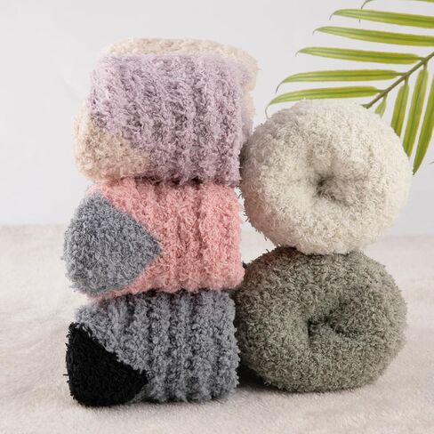 Fuzzy Socks for Women Cozy Fluffy Socks Soft Warm Comfy Winter Slipper Socks 5 Pairs in Kuwait