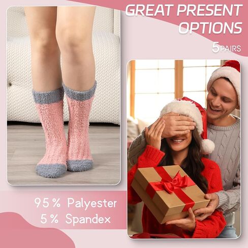 Fuzzy Socks for Women Cozy Fluffy Socks Soft Warm Comfy Winter Slipper Socks 5 Pairs in Kuwait