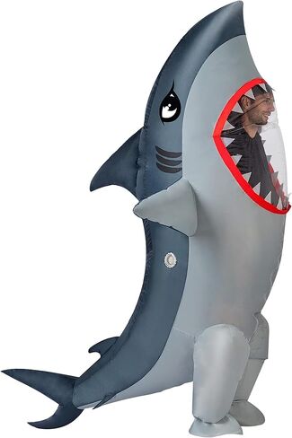 Spooktacular Creations Adult Inflatable Shark Costume, Realistic Gray Shark Blow-up Costume, Full Body Deluxe Halloween Animal Inflatable Costume in Kuwait