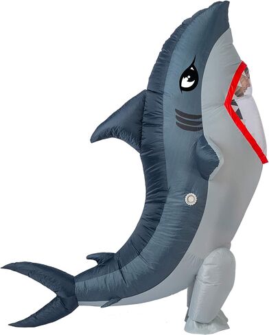 Spooktacular Creations Adult Inflatable Shark Costume, Realistic Gray Shark Blow-up Costume, Full Body Deluxe Halloween Animal Inflatable Costume in Kuwait