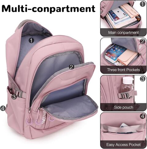 حقيبة ظهر للسفر سعة 25 لتر، حقيبة ظهر مضادة للماء، حقيبة ظهر للكمبيوتر المحمول مقاس 15.6 بوصة، حقيبة ظهر خفيفة الوزن للسفر للنساء، أرجواني in Kuwait