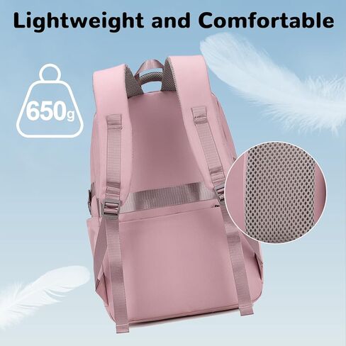 حقيبة ظهر للسفر سعة 25 لتر، حقيبة ظهر مضادة للماء، حقيبة ظهر للكمبيوتر المحمول مقاس 15.6 بوصة، حقيبة ظهر خفيفة الوزن للسفر للنساء، أرجواني in Kuwait