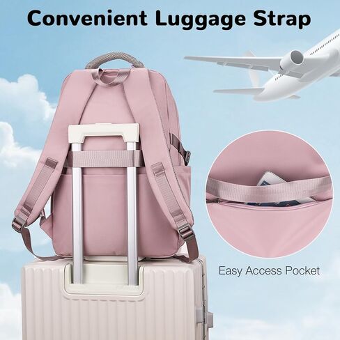 حقيبة ظهر للسفر سعة 25 لتر، حقيبة ظهر مضادة للماء، حقيبة ظهر للكمبيوتر المحمول مقاس 15.6 بوصة، حقيبة ظهر خفيفة الوزن للسفر للنساء، أرجواني in Kuwait