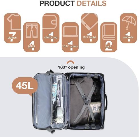 Lekebobor Rolling Laptop Bag with 3 Packing Cubes, Rolling Briefcase for Men Women Fits Up to 15.6 Inch Laptop Briefcase on Wheels in Saudi Arabia