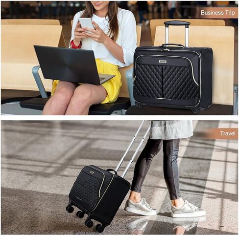 Lekebobor Rolling Laptop Bag with 3 Packing Cubes, Rolling Briefcase for Men Women Fits Up to 15.6 Inch Laptop Briefcase on Wheels in Saudi Arabia