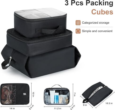 Lekebobor Rolling Laptop Bag with 3 Packing Cubes, Rolling Briefcase for Men Women Fits Up to 15.6 Inch Laptop Briefcase on Wheels in Saudi Arabia