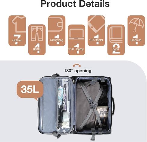 Lekebobor Rolling Laptop Bag with 3 Packing Cubes, Rolling Briefcase for Men Women Fits Up to 15.6 Inch Laptop Briefcase on Wheels in Saudi Arabia