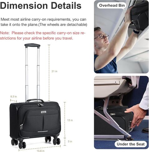 Lekebobor Rolling Laptop Bag with 3 Packing Cubes, Rolling Briefcase for Men Women Fits Up to 15.6 Inch Laptop Briefcase on Wheels in Saudi Arabia