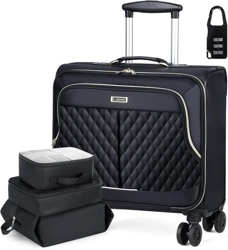 Lekebobor Rolling Laptop Bag with 3 Packing Cubes, Rolling Briefcase for Men Women Fits Up to 15.6 Inch Laptop Briefcase on Wheels in Saudi Arabia