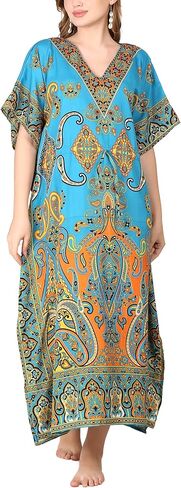 Kaftan Dress Plus Size Polyester Long Maxi Beach Cover Ups Caftan Loungewear House Dresses for Women in Saudi Arabia