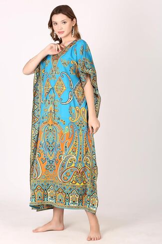 Kaftan Dress Plus Size Polyester Long Maxi Beach Cover Ups Caftan Loungewear House Dresses for Women in Saudi Arabia