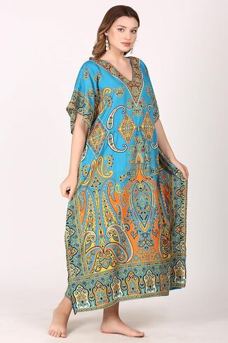 Kaftan Dress Plus Size Polyester Long Maxi Beach Cover Ups Caftan Loungewear House Dresses for Women in Saudi Arabia