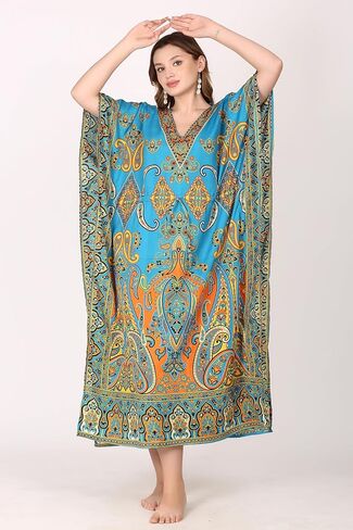 Kaftan Dress Plus Size Polyester Long Maxi Beach Cover Ups Caftan Loungewear House Dresses for Women in Saudi Arabia
