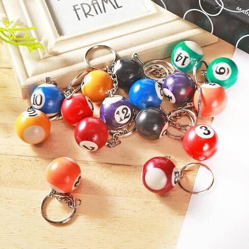 5 قطعة بركة الكرة سلاسل المفاتيح لعبة البلياردو مفتاح سلسلة الكرة Keyrings حقيبة يد على ظهره قلادة محفظة حقيبة Charms عيد ميلاد للبنين بنات in Kuwait