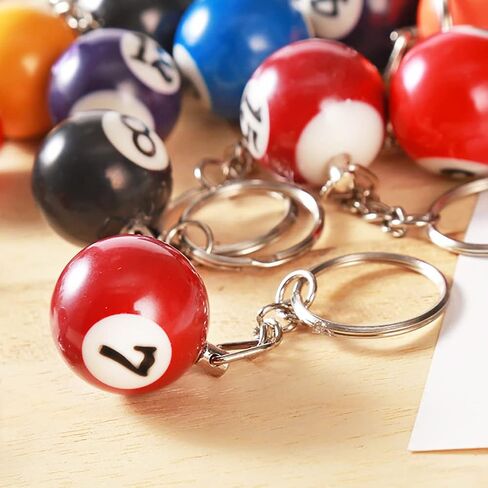 5 قطعة بركة الكرة سلاسل المفاتيح لعبة البلياردو مفتاح سلسلة الكرة Keyrings حقيبة يد على ظهره قلادة محفظة حقيبة Charms عيد ميلاد للبنين بنات in Kuwait
