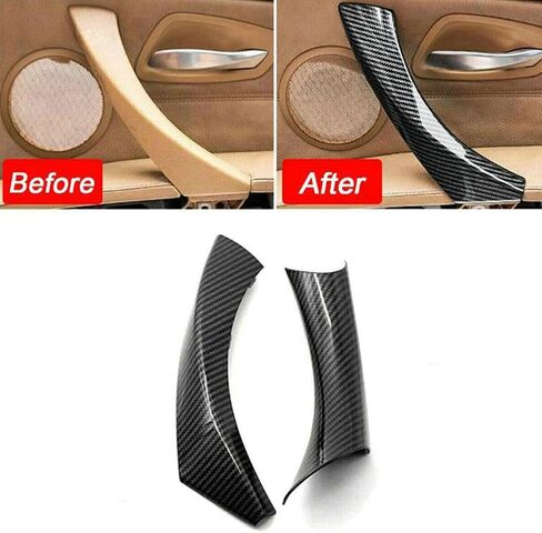 6Pcs/Set Carbon Fiber ABS Inner Interior Door Panel Pull Handle Cover for BMW E90 325i 328i 335i 330i 2006 2007 2008 2009 2010 2011 (Carbon Fiber Black) in Kuwait