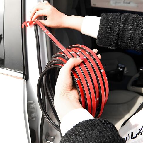 BESULEN D Shape Weather Stripping, Car Door Edge Rubber Seal Strip, 3M Self Adhesive Hollow Weatherstrip, Soundproof Weather Sealing Strip for Auto Truck Motor Door Cover Trunk Window (26.25Ft) in Saudi Arabia