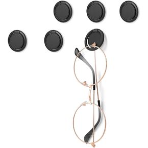 Mabor 6Pcs Sunglass Organizer Wall Hanging Adhesive Sunglass Holder for Wall Black Wall Mounted Eye Glasses Organizer Sunglass Storage Organizer for Eyeglass Display