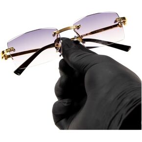 Luxury Rimless Unisex Square Trendy Retro 90's Fashion Stylish Hip Hop Purple Gradient Tint Lens Gold Wire Frame Sun Glasses Frameless Rectangle Summer Shades Sunglasses For Men And Women
