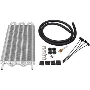 4 Row Aluminum Transmission Oil Cooler Universal 6 Pass Tube and Fin Transmission Cooler Kit