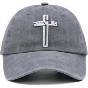 Cross Jesus Hat, Embroidered Adjustable Religious Baseball Cap, Christian Gifts for Men Women