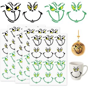 60 قطعة من ملصقات زينة عيد الميلاد، ملصقات مقاومة للماء لحفلات عيد الميلاد، ملصقات وجه عيون صفراء وخضراء، ملصقات فينيل عيد الميلاد، لتزيين النوافذ والجدران وبطاقات التهنئة in Kuwait