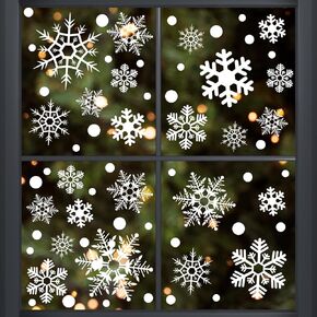 360Pcs Snowflake Christmas Window Clings, Static Christmas Window Stickers Creative White Christmas Decorations Winter Xmas Decals Party Supplies(8-Sheet)