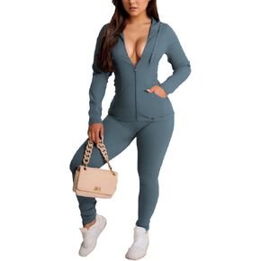 YeGine Women 2 Piece Outfits Long Sleeve Tracksuit Bodycon Matching Sets Hoodie Jacket Jogging Suit