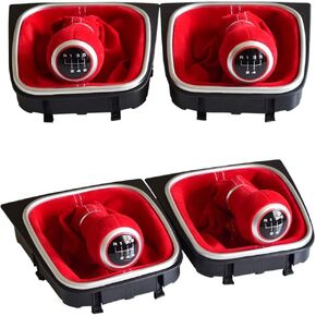 5 Speed Car Gear Shift Knob Gaitor Boot Red Suede Leather Dustproof Cover for VW Golf 5 Golf 6 MK5 MK6 R32 GTI 2004-2009 (5 Speed)