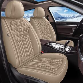 2 Front Car Seat Cover Fit for Jeep Liberty 2002-2012,Faux Leather Breathable Waterproof Liberty Seat Covers Automotive Cushion Protector Compatible with Airbag (2 Seats,Black&Grey)