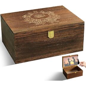 Large Tree of Life Wooden Keepsake Box - Elegant Vintage Jewelry Box Storage Box Durable Wooden Box for Storing Photos, Gifts, Jewelry, Decorative Wooden Memory Box with Anti-Slip Pads