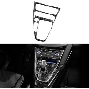 إطار عرض ناقل الحركة في السيارة، أغطية من ألياف الكربون الحقيقية لسيارة Ford Focus RS/ST/SE/ECO Boost (2015-2018)، ملصقات ديكور الكونسول المركزي ملحقات السيارة الداخلية، أسود
