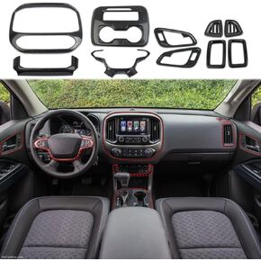 Korlot Carbon Fiber Center Control Interior Kit Combination Cover Trims Molding Accessories for Chevrolet Colorado 2015-2022
