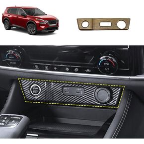 Cigarette Lighter Panel Cover Trim Compatible with Nissan Rogue 2021 2022 2023 Center Console USB Panel Cover Interior Car Accessories ABS 1PC (Carbon Fiber Style)