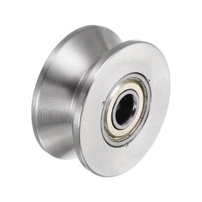 uxcell 2pcs V Groove Track Wheel, 1.89" 201 Stainless Steel Sliding Gate Double Bearing Rollers for Inverted Track, Industrial Machines, Sliding Gate